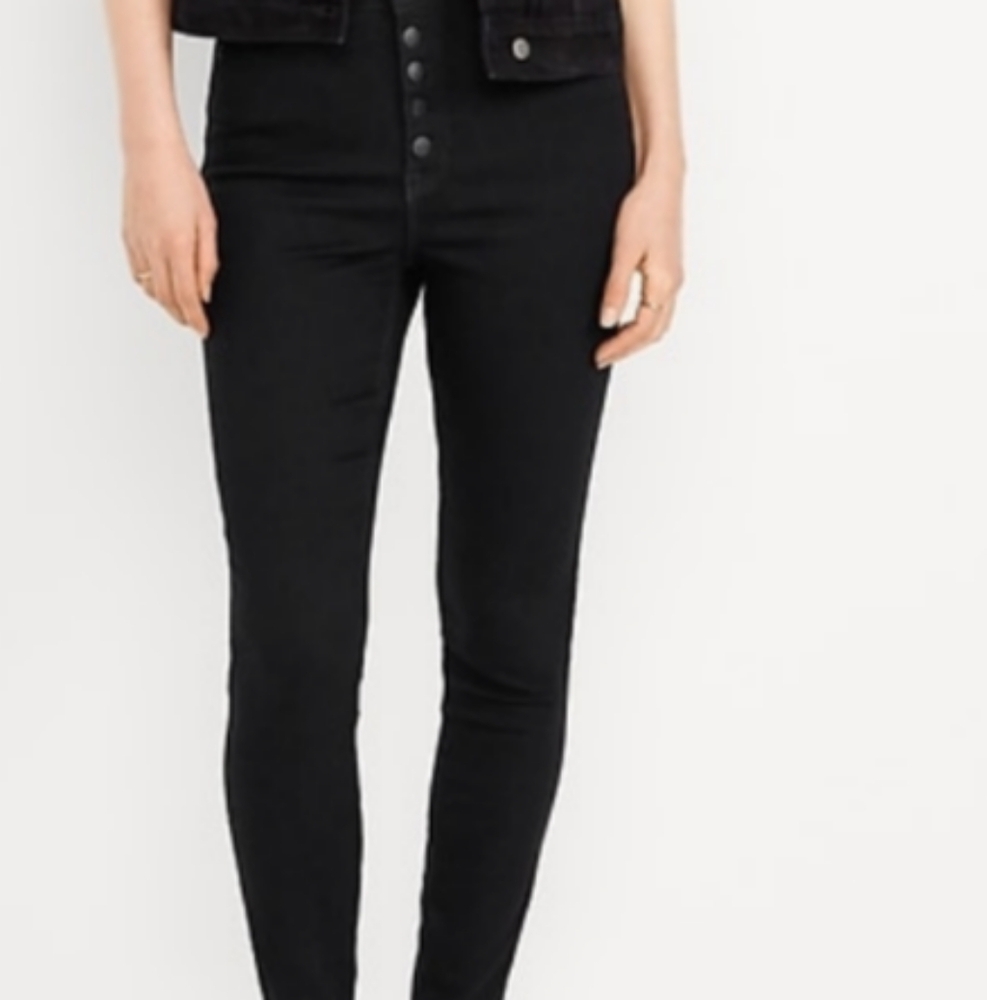 New Old Navy Extra High Waisted Super Skinny Black Jeans Size 16